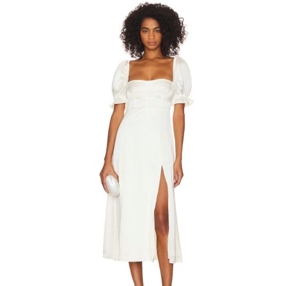 Weworewhat Puff Sleeve Midi Dress In White